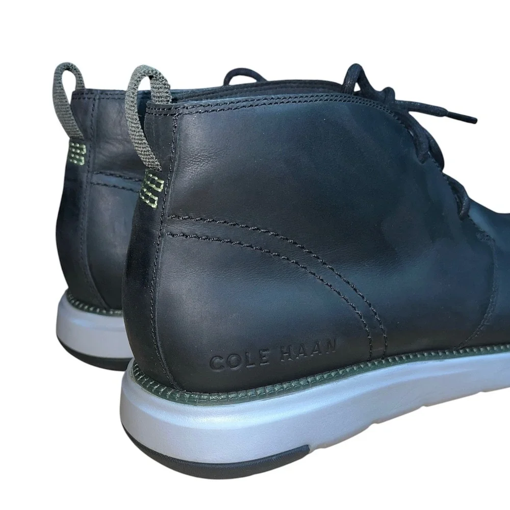 Cole Haan Grand Chukka Men Black Leather Lace Up Lightweight Boots Size 10.5